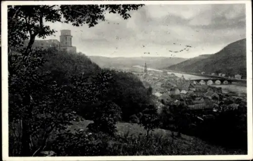 Ak Heidelberg am Neckar,  Flusslandschaft, Stadtansicht, Hügellandschaft