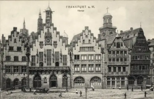 Ak Frankfurt am Main, Frankfurt a. M., Römer,  Gebäude, Schwarz-Weiß-Foto