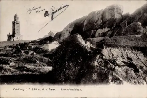 Ak FNiederreifenberg Schmitten im Taunus, Großer Feldberg, Brunhildisfelsen, Turm