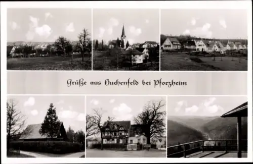 Ak Huchenfeld Pforzheim im Schwarzwald Baden Württemberg, Siedlung, Berge, Kirche