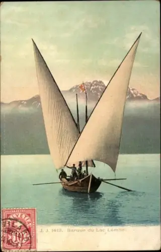 Ak  Boot auf dem Genfer See, Lac Léman