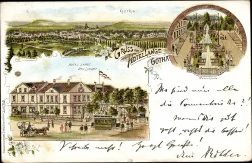 Litho Gotha in Thüringen, Hotel Lange, Wasserkünste