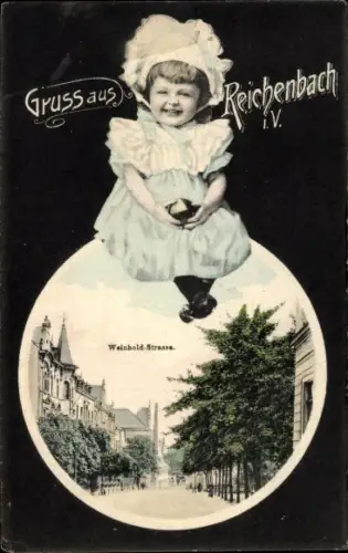 Ak Reichenbach im Vogtland, Weinhold-Straße, Mädchen-Portrait