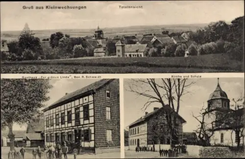 Ak Kleinwechsungen Werther Thüringen, Gasthaus zur grünen Linde, Inh. R. Schwerdt, Kirche, Schule