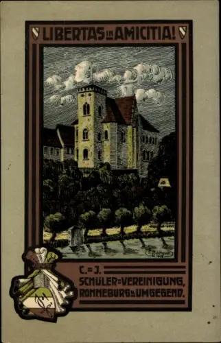 Künstler Studentika Ak Ronneburg in Thüringen, Libertas in Amicitia, Schüler-Vereinigung