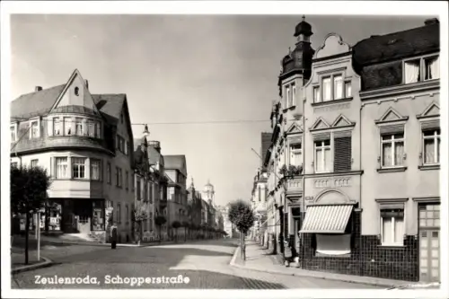 Ak Zeulenroda Triebes Thüringen, Schopperstraße, Ecke Alleestraße, Friseur Max Körner