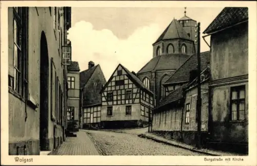 Ak Wolgast in Mecklenburg Vorpommern, Burgstraße, Kirche