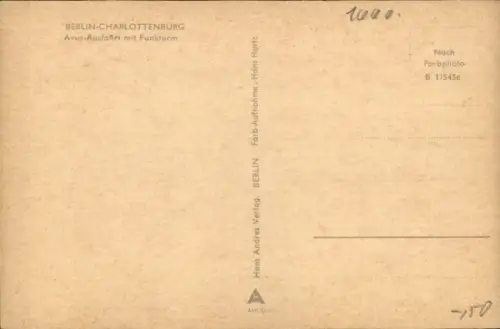 Ak Berlin Charlottenburg, Avus-Ausfahrt mit Funkturm