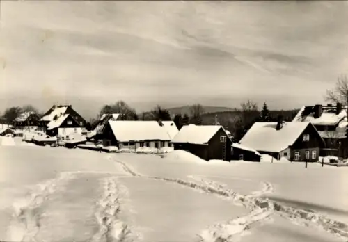 Ak Carlsfeld Eibenstock im Erzgebirge, Schneelandschaft, Häuser im Winter, ruhige Umgebung, versc