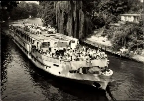 Ak Berlin Köpenick Rahnsdorf, Luxusfahrgastschiff der Weißen Flotte, Auf der Müggelspree