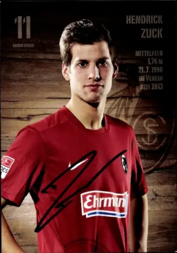 Autogrammkarte Fußballer Hendrick Zuck, SC Freiburg, Autogramm