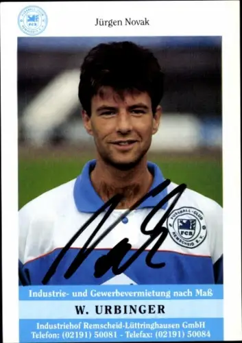 Autogrammkarte Fußballer Jürgen Novak, FC Remscheid, Autogramm