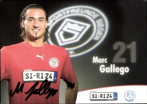 Autogrammkarte Fußballer Marc Gallego, Sportfreunde Siegen, Autogramm