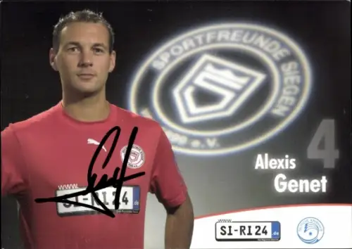 Autogrammkarte Fußballer Alexis Genet, Sportfreunde Siegen, Autogramm
