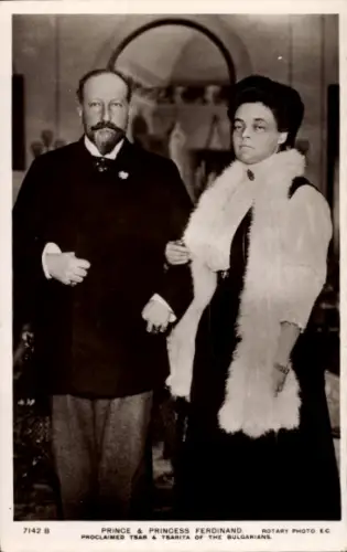 Ak Prinz Ferdinand von Bulgarien, zukünftiger Zar, Marie Louise von Bourbon-Parma, Portrait