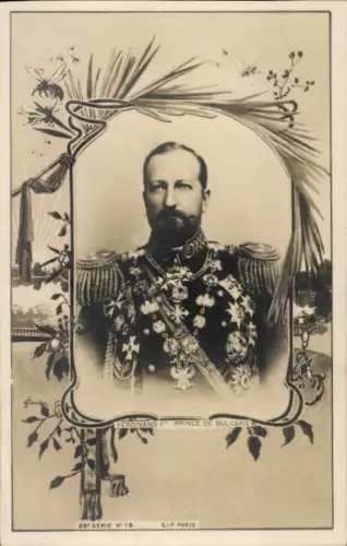 Passepartout Ak Ferdinand I., Prinz von Bulgarien, Portrait in Uniform