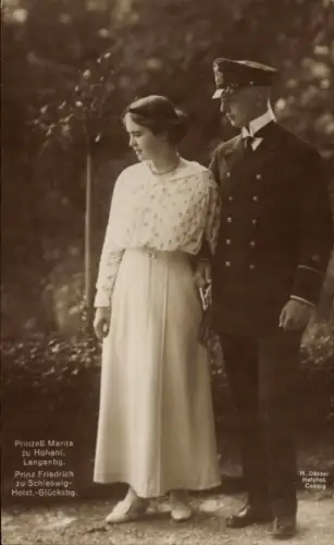 Ak Prinzessin Marita zu Hohenlohe Langenburg, Prinz Friedrich zu Schleswig Holstein Glücksburg