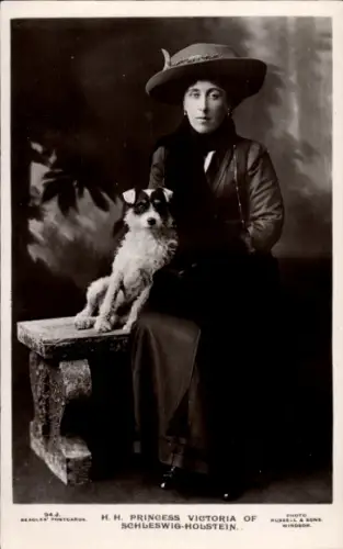Ak Prinzessin Victoria von Schleswig Holstein, Portrait mit Hund