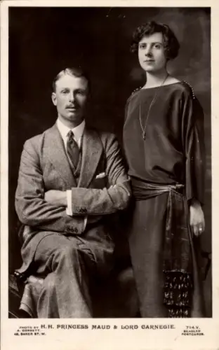 Ak Princess Maud, Lord Carnegie, Portrait, Adel Großbritannien