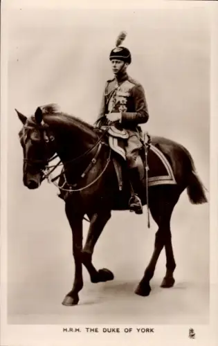 Ak Duke of York zu Pferd, Georg VI., Portrait