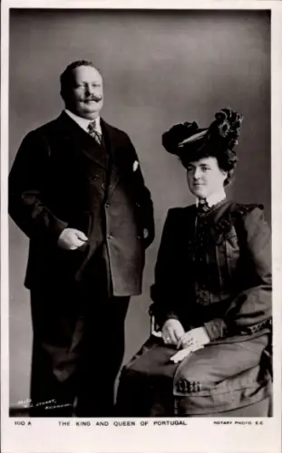 Ak The King and Queen of Portugal, Portrait