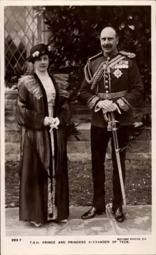 Ak Prinz und Prinzessin Alexander von Teck, Portrait