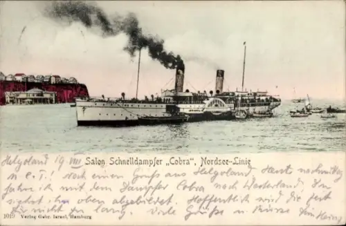 Ak Salon-Schnelldampfer Cobra, Nordsee-Linie, Helgoland