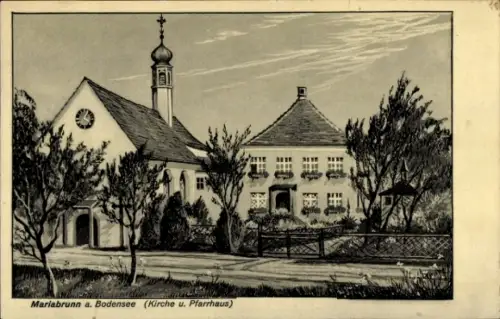 Ak Mariabrunn Eriskirch am Bodensee, Kirche, Pfarrhaus
