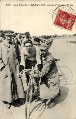 Ak Radrennfahrer Alavoine, Rennbahn