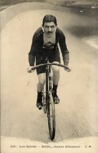 Ak Radrennfahrer Robl, Rennbahn