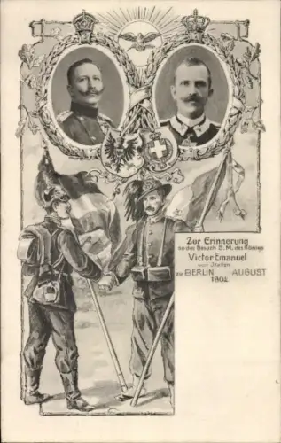 Passepartout Ak Besuch von König Victor Emanuel in Berlin 1902, Portrait, Kaiser Wilhelm II.