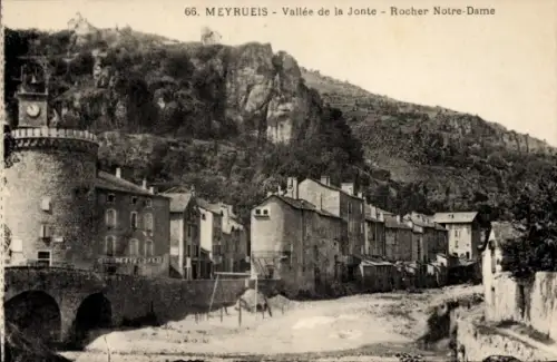 Ak Meyrueis Lozère, Vallee de la Jonte, Rocher Notre Dame
