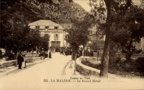 Ak La Malène Lozère,  Le Grand Hôtel, Brun Koncindox, Corces du Tarn