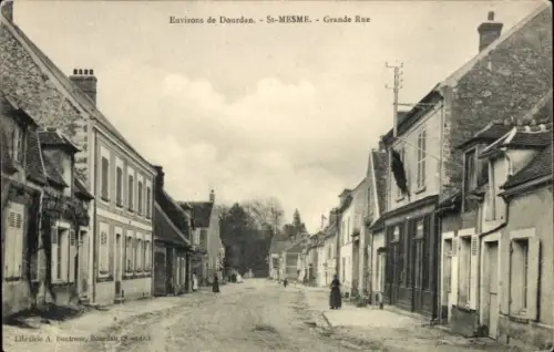 Ak Roinville sous Dourdan Essonne, Straße in St-Mesme, Häuserfronten, alte Architektur