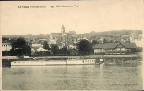 Ak Triel sur Seine Yvelines, Blick auf  Seine, Häuser, Kirche