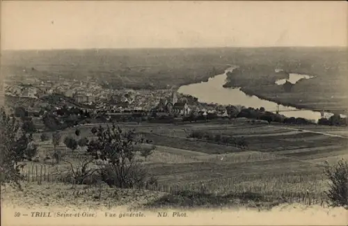 Ak Triel sur Seine Yvelines, Vista general, Landschaftsaufnahme, Fluss, Weinberge