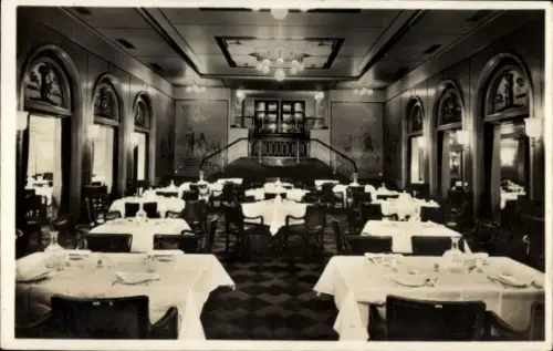 Ak Norddeutscher Lloyd Bremen, Schnelldampfer Europa, Speisesaal II. Klasse, Innenansicht