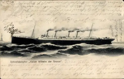Ak Dampfer Kaiser Wilhelm der Große, Norddeutscher Lloyd Bremen, Schnelldampfer