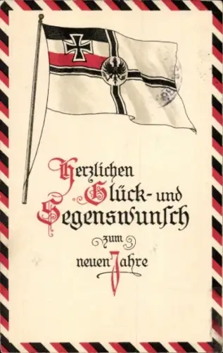 Ak Glückwunsch Neujahr, Fahne, Patriotik Kaiserreich