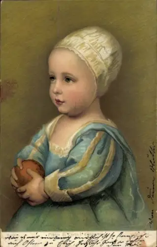 Künstler Ak Mädchen in blauem Kleid, Porträt