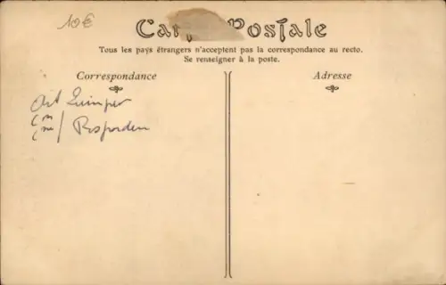 Ak Jeune Fille de Rosporden, costume, Mädchen in Tracht, Spitzenhaube