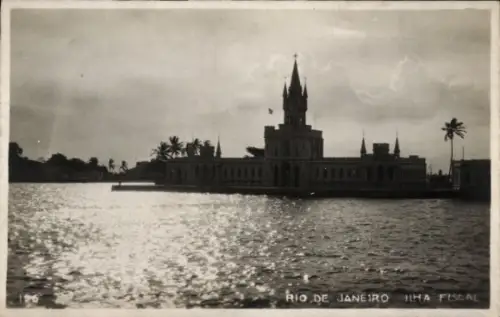 Ak Rio de Janeiro Brasilien, Ilha Fiscal, Wasseransicht,  Architektur
