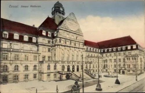 Ak Cassel Kassel in Hessen, Neues Rathaus,   Architektur, farbige 