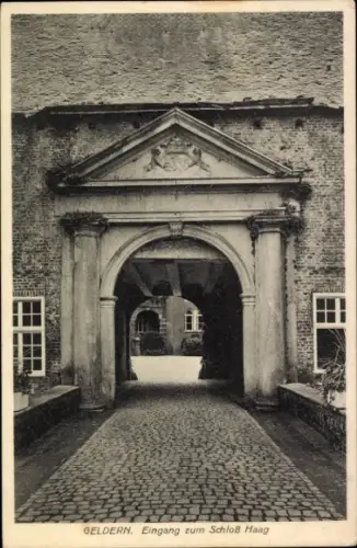 Ak Geldern am Niederrhein, Eingang zum Schloss Haag,   Architektur