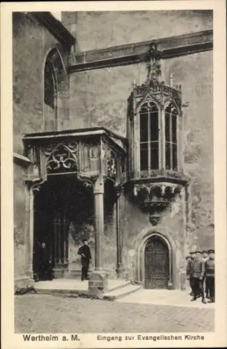 Ak Wertheim am Main, Eingang zur evangelischen Kirche