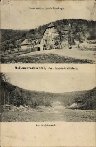 Ak Ehrenbreitstein Koblenz am Rhein, Gasthof, Mallendarerbachtal, Schießstand