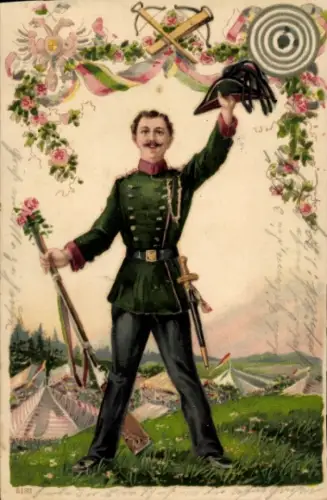Litho Schützenfest, Soldat in Uniform