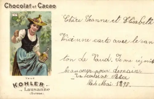 Litho Lausanne, Chocolat et Cacao, Vaud, Kohler, Reklame