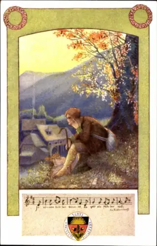 Lied Ak Nachdenklicher Mann, Wohnhäuser, Hügel