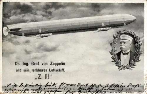 Ak Graf von Zeppelin, Portrait, Luftschiff Z III